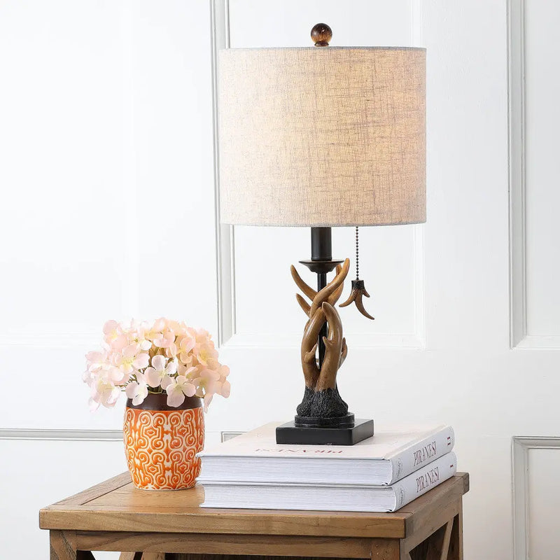 21" Brown Table Lamp With Drum Shade Homeroots Lighting