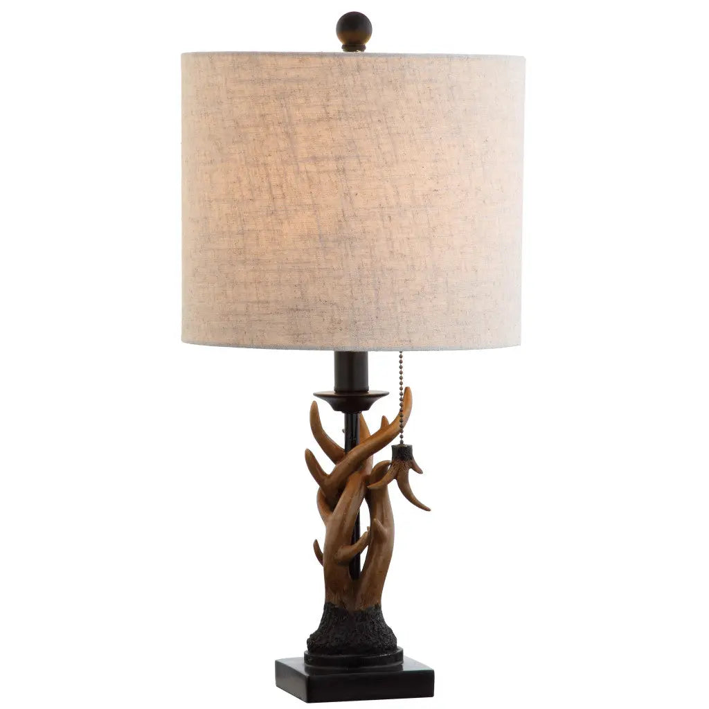 21" Brown Table Lamp With Drum Shade Homeroots Lighting