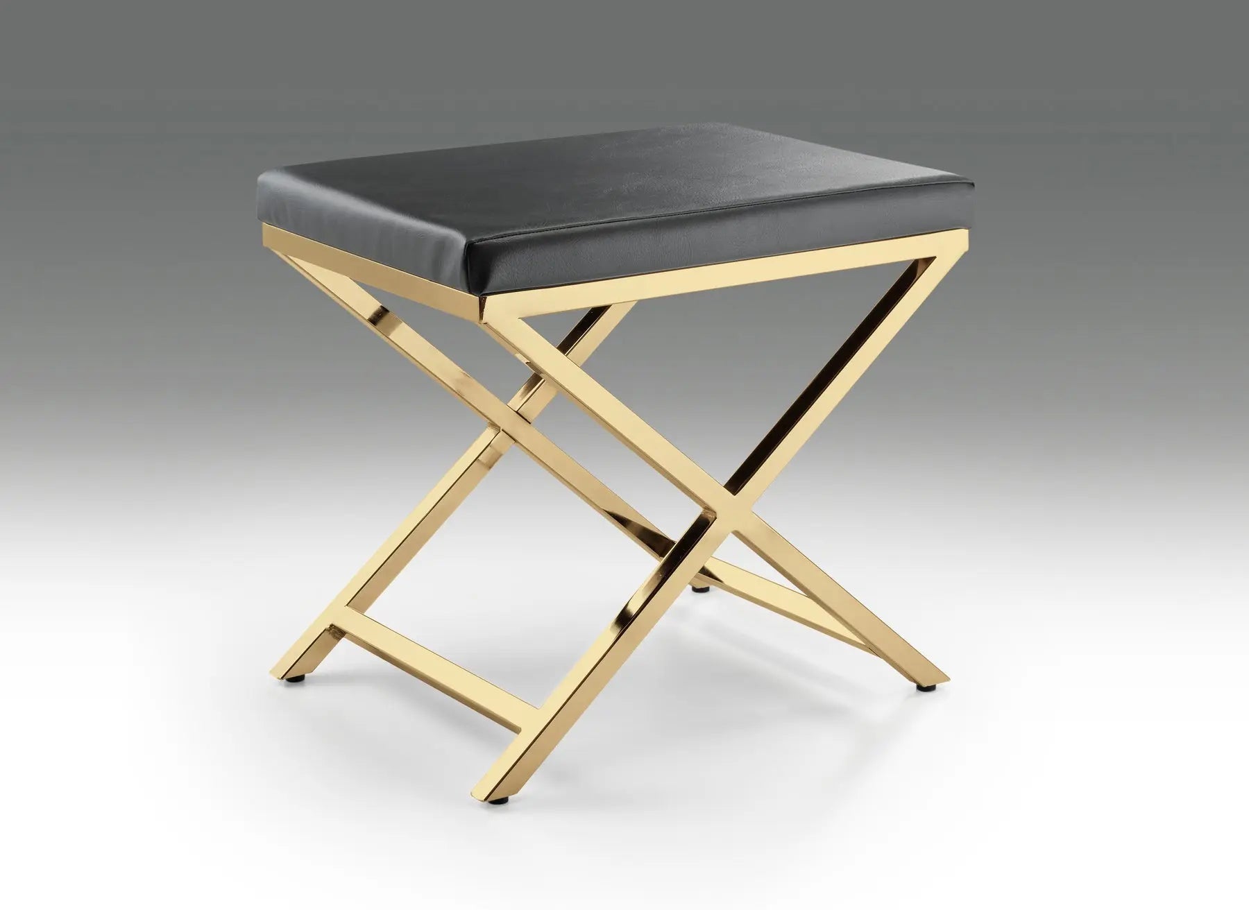 21" Charcoal and Gold Faux Leather Vanity Chair Homeroots Living Room
