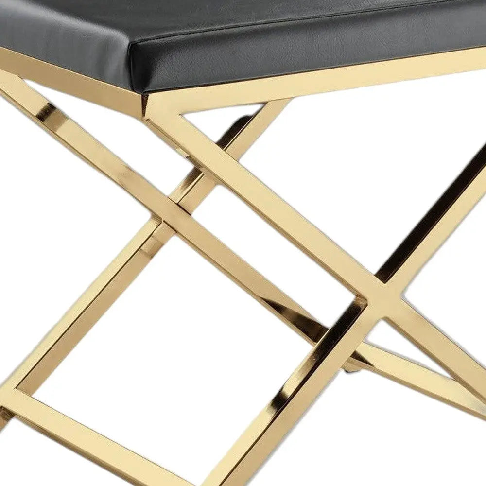 21" Charcoal and Gold Faux Leather Vanity Chair Homeroots Living Room