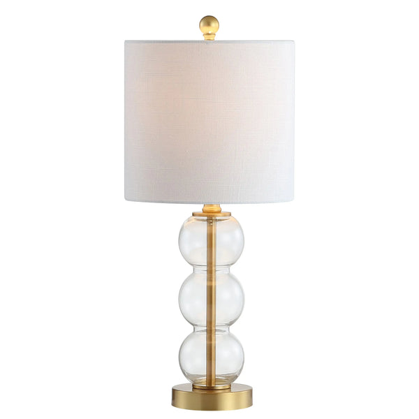 21" Clear And Gold Table Lamp With Drum Shade Homeroots Lighting