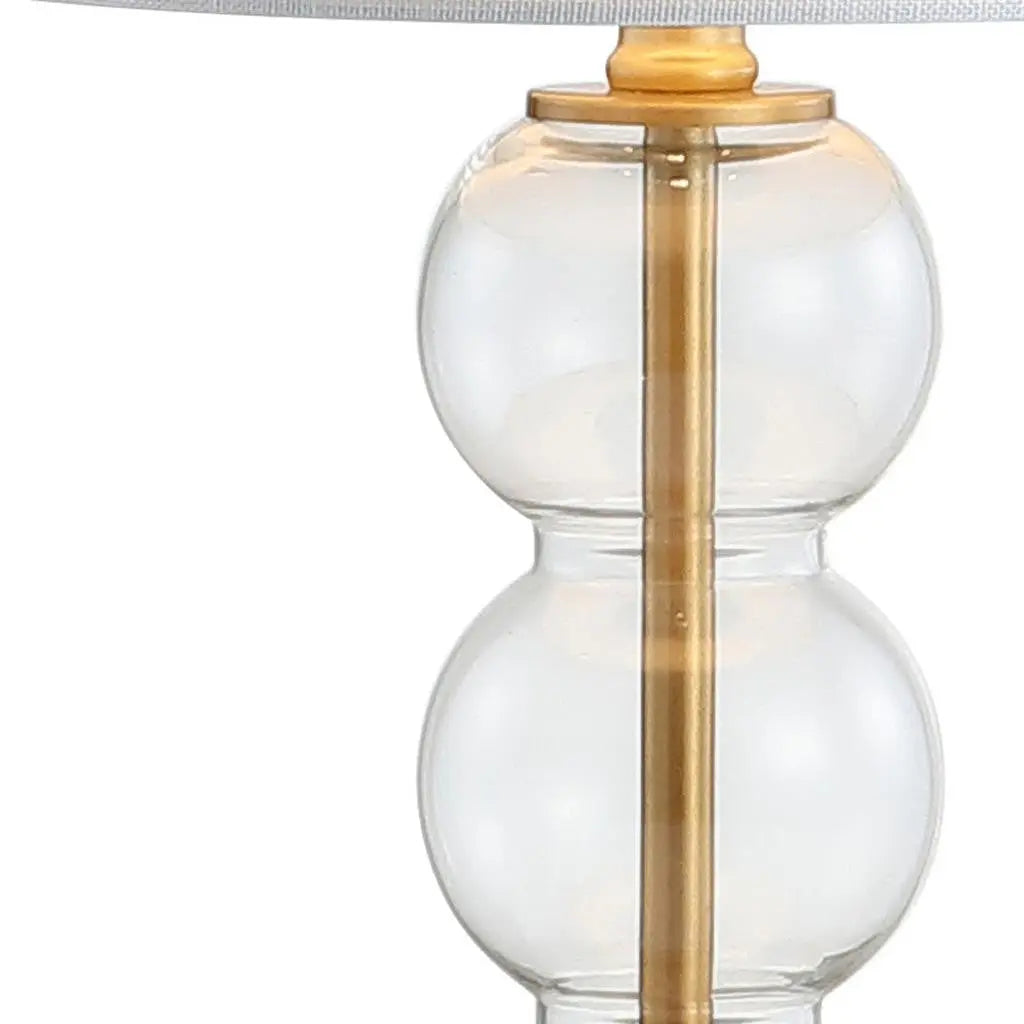 21" Clear And Gold Table Lamp With Drum Shade Homeroots Lighting