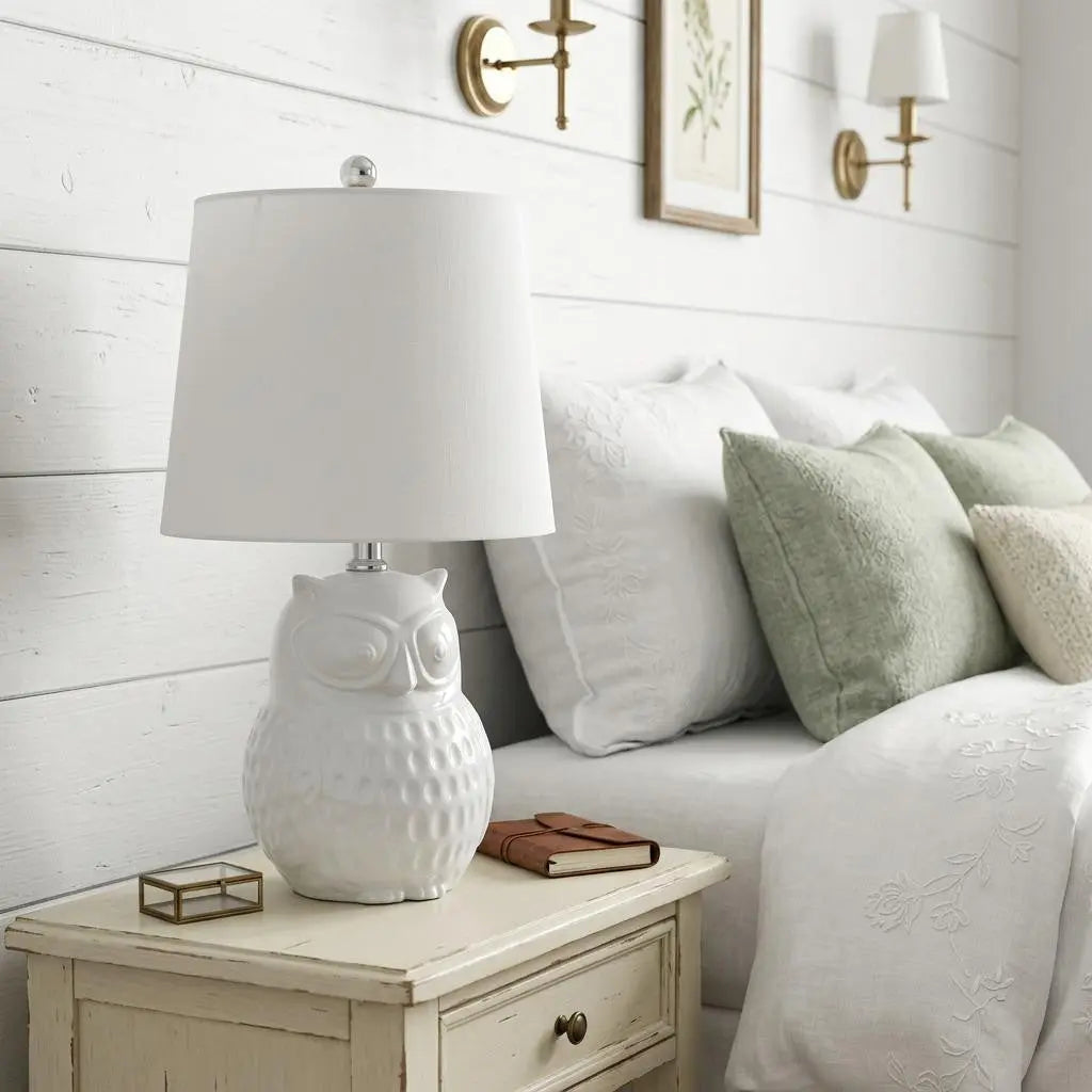 21" Clear Novelty Desk Lamp With Drum Shade Homeroots Lighting