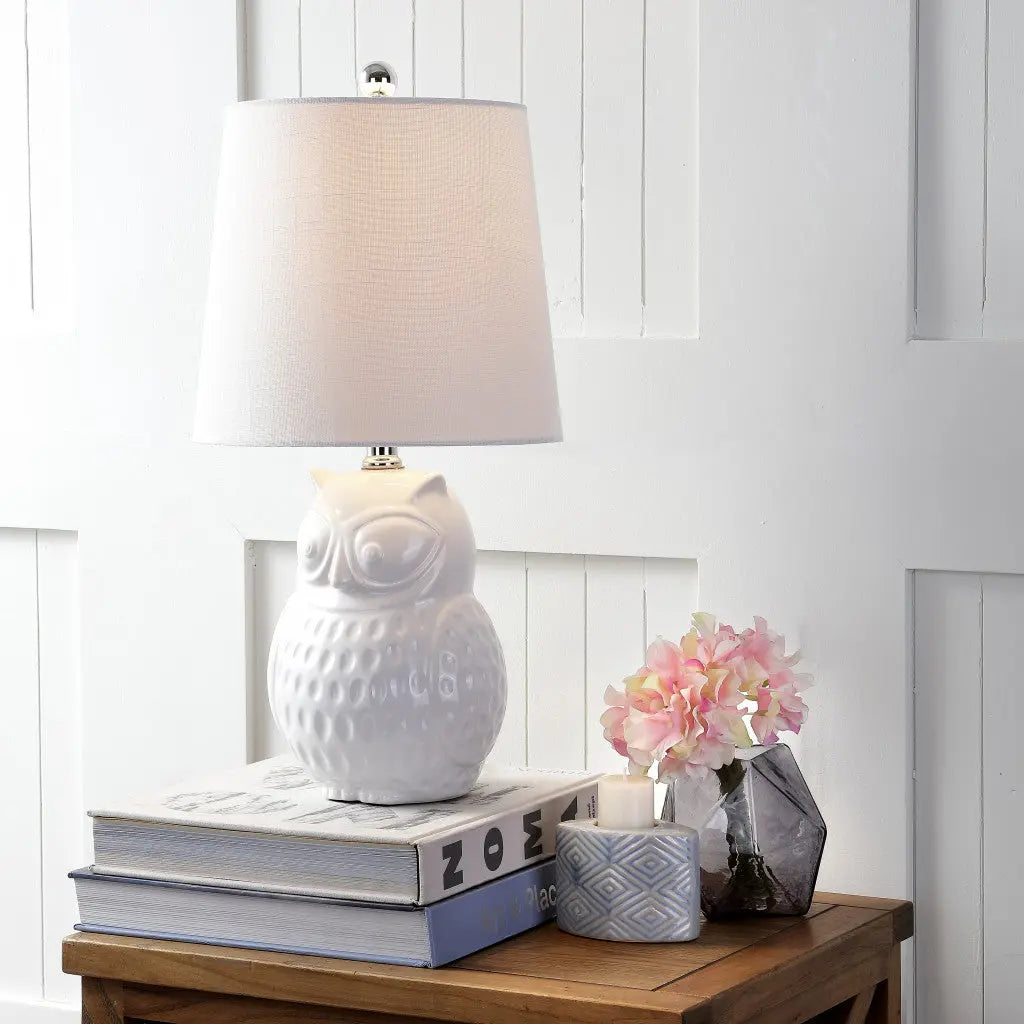 21" Clear Novelty Desk Lamp With Drum Shade Homeroots Lighting