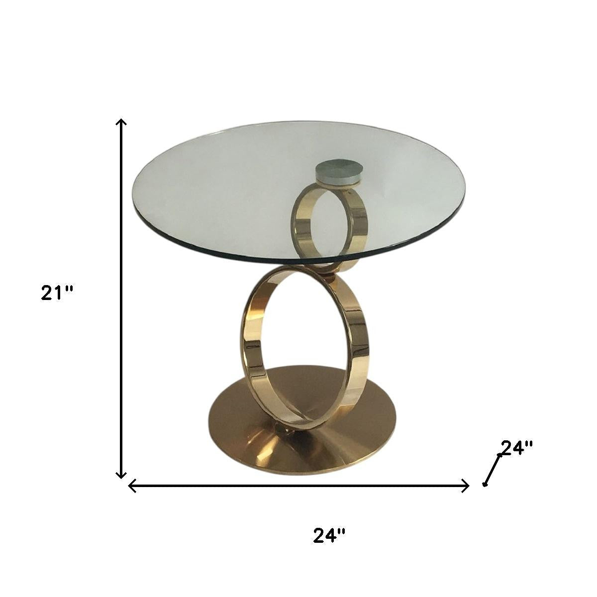 21" Clear and Gold Glass and Metal Round Pedestal End Table Homeroots Living Room