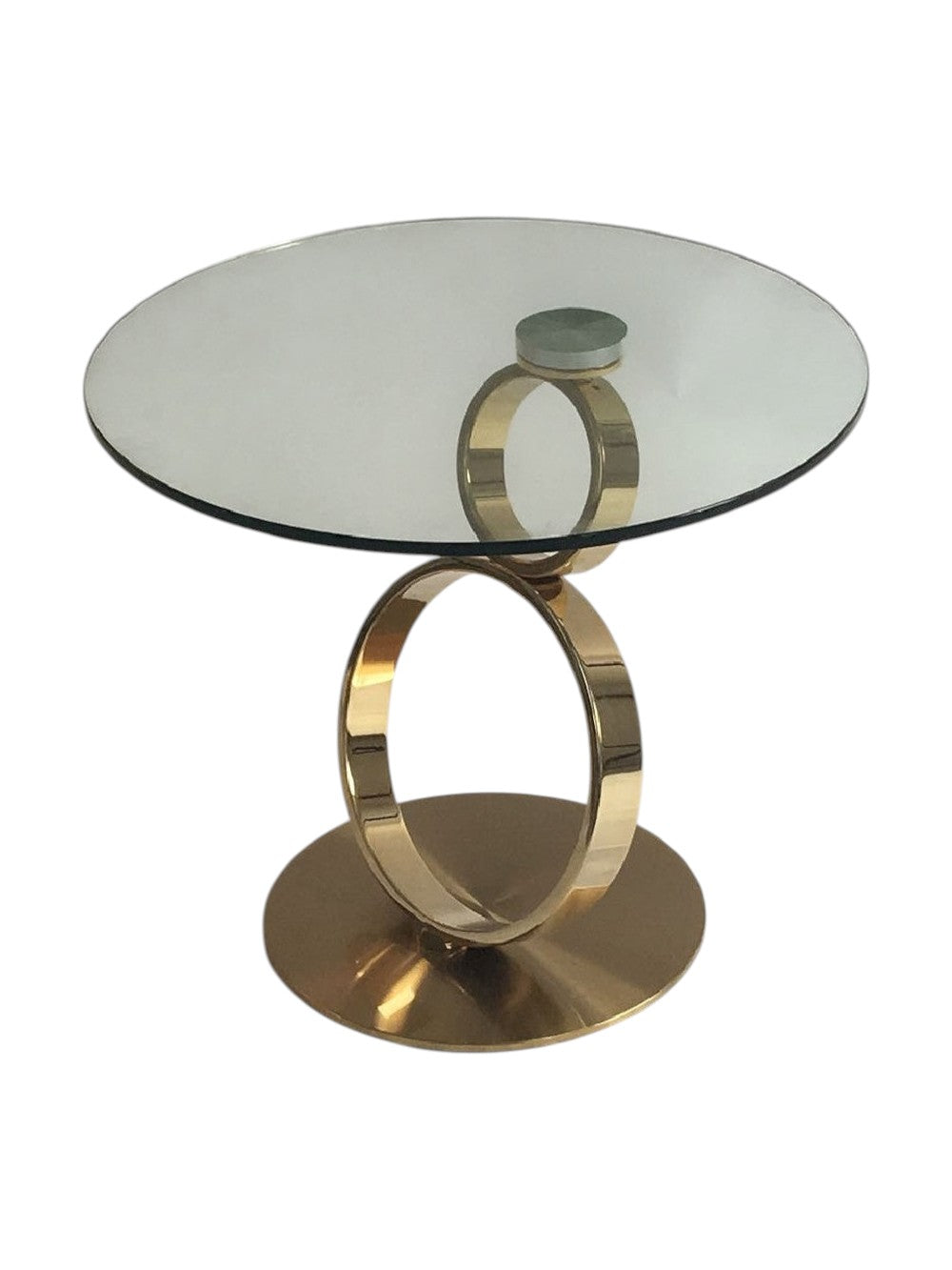 21" Clear and Gold Glass and Metal Round Pedestal End Table Homeroots Living Room