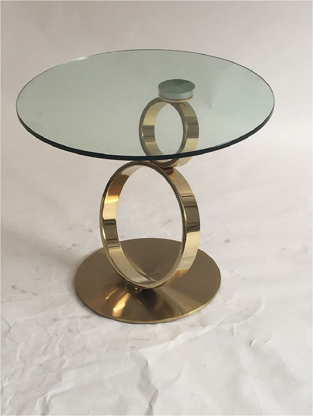 21" Clear and Gold Glass and Metal Round Pedestal End Table Homeroots Living Room