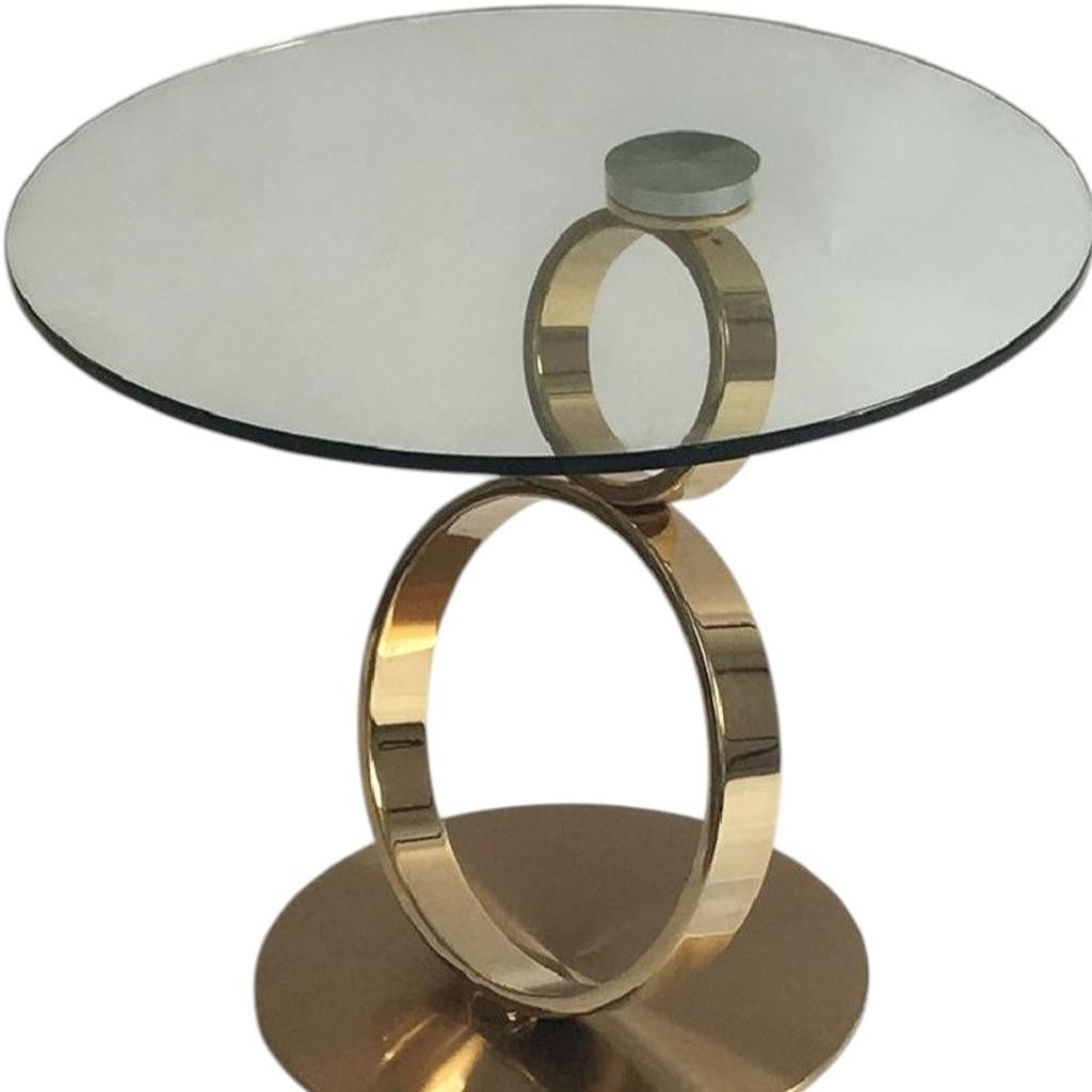 21" Clear and Gold Glass and Metal Round Pedestal End Table Homeroots Living Room