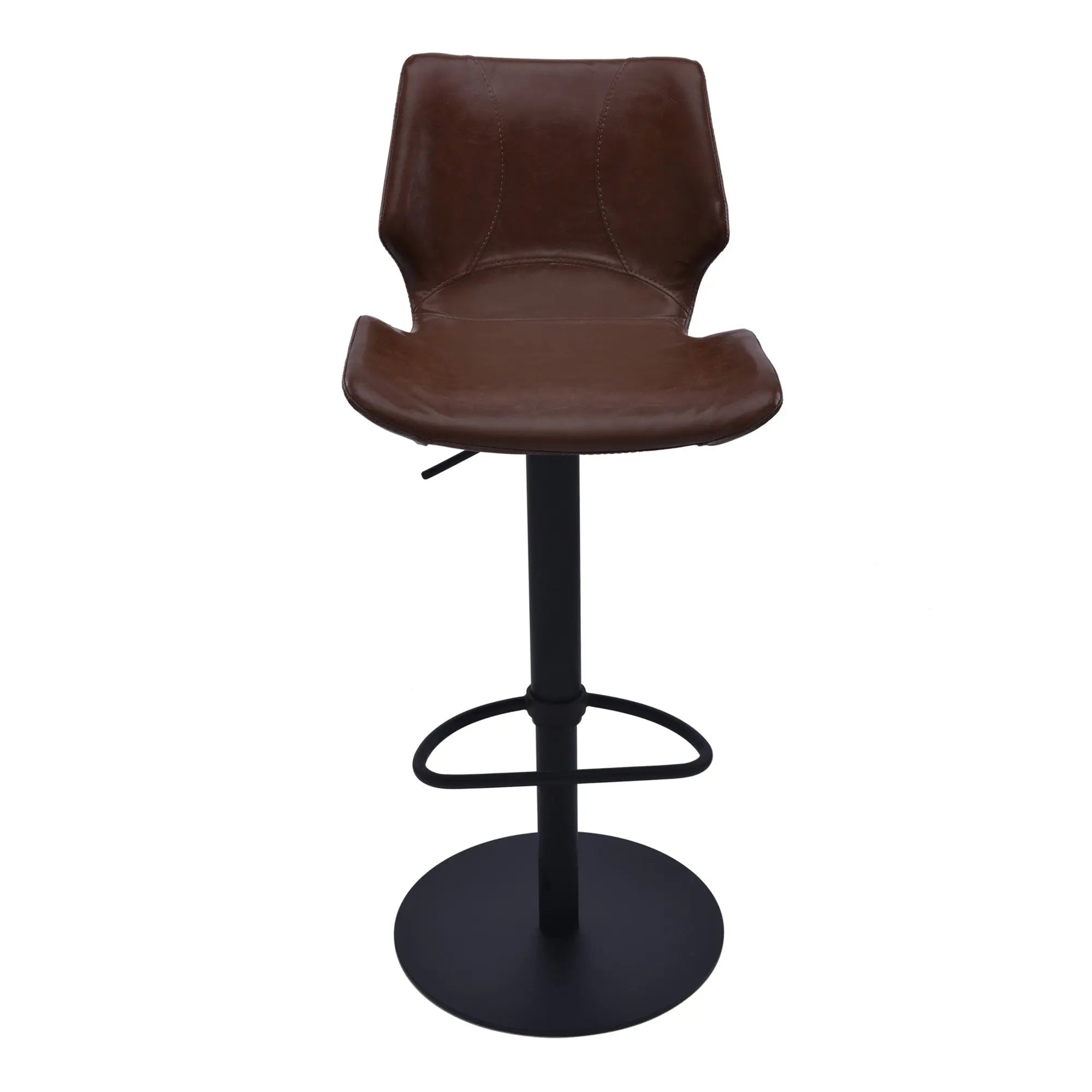 21" Coffee And Black Faux Leather And Iron Swivel Low Back Adjustable Height Bar Chair Homeroots Living Room