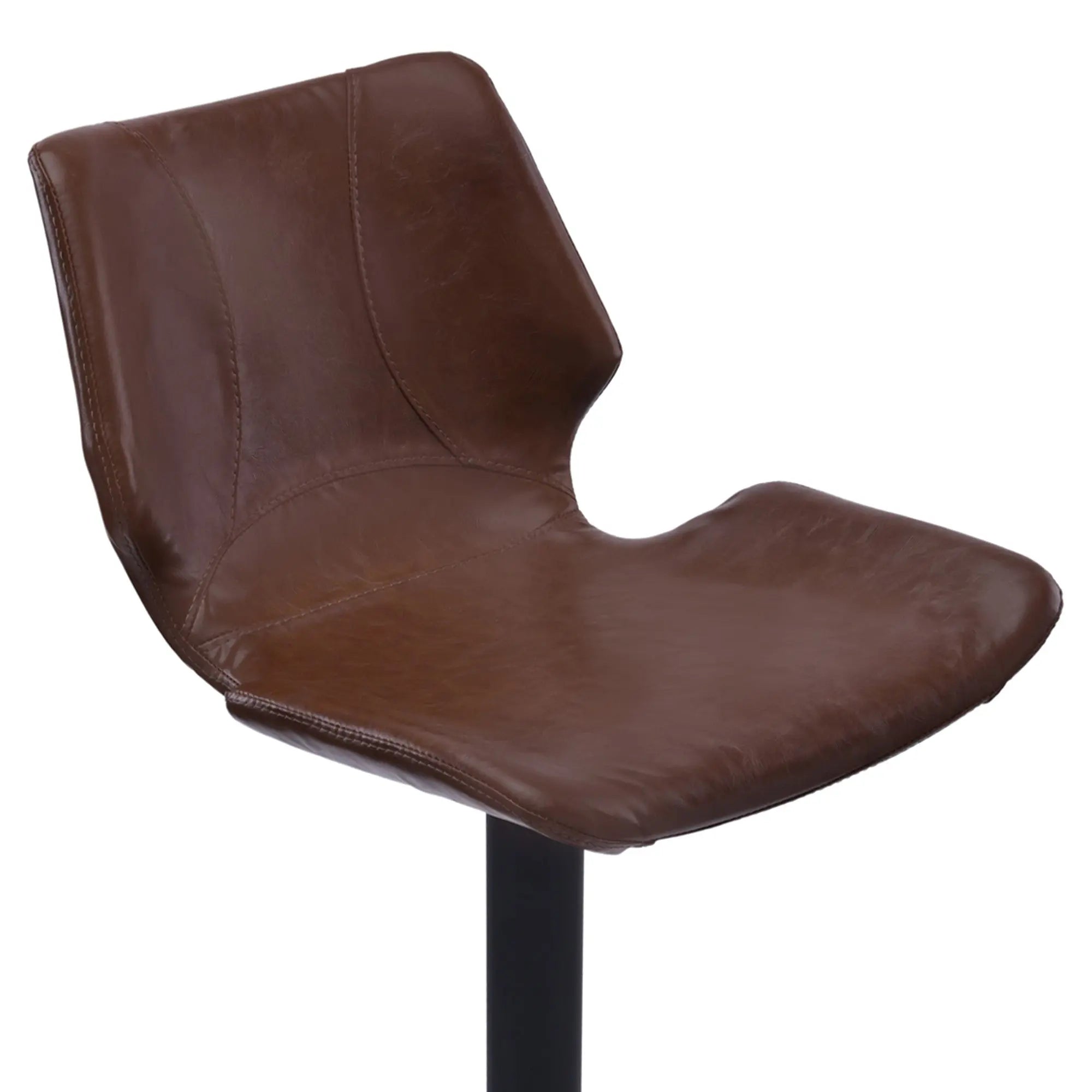 21" Coffee And Black Faux Leather And Iron Swivel Low Back Adjustable Height Bar Chair Homeroots Living Room