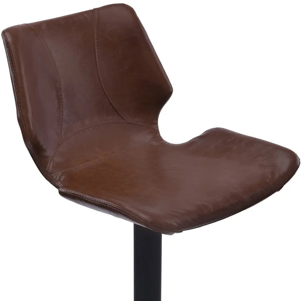 21" Coffee And Black Faux Leather And Iron Swivel Low Back Adjustable Height Bar Chair Homeroots Living Room