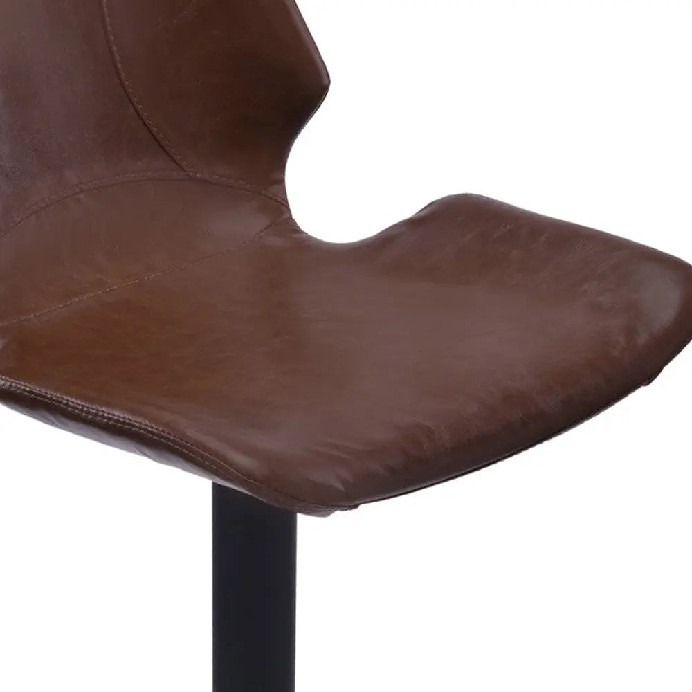21" Coffee And Black Faux Leather And Iron Swivel Low Back Adjustable Height Bar Chair Homeroots Living Room