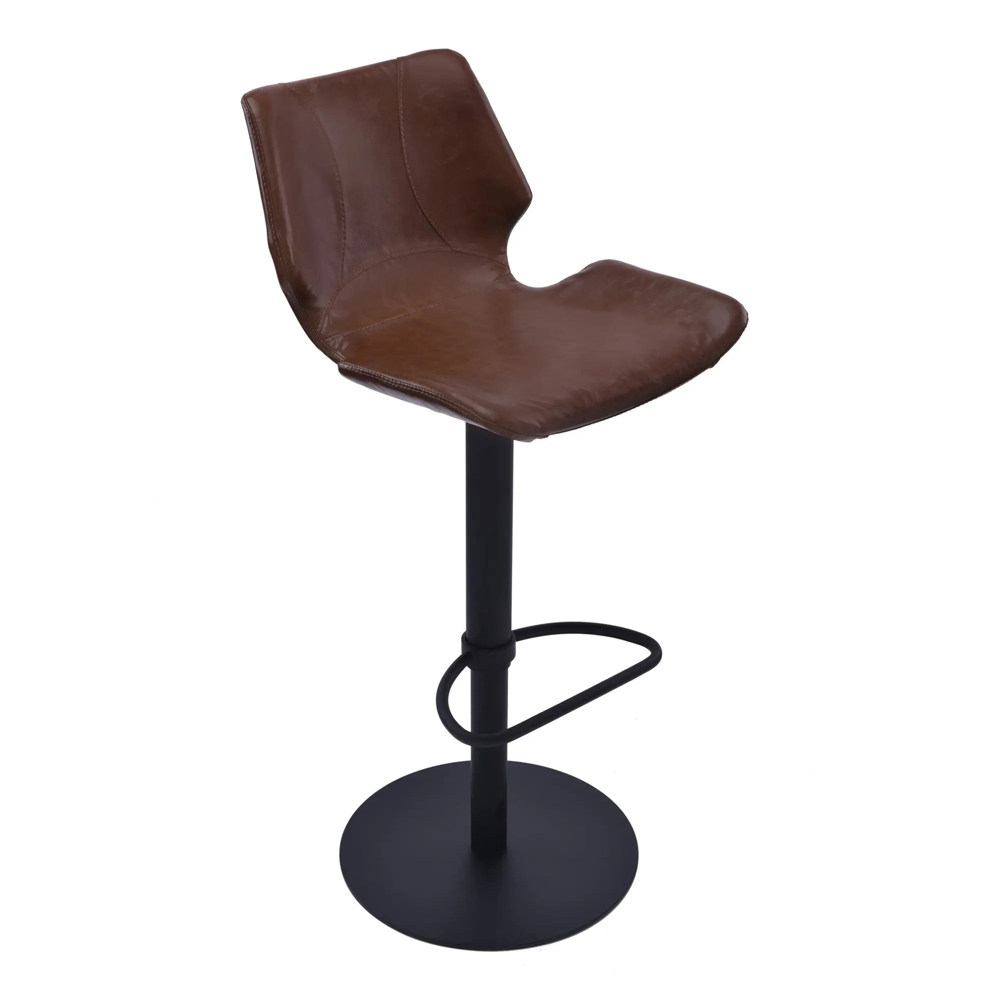 21" Coffee And Black Faux Leather And Iron Swivel Low Back Adjustable Height Bar Chair Homeroots Living Room