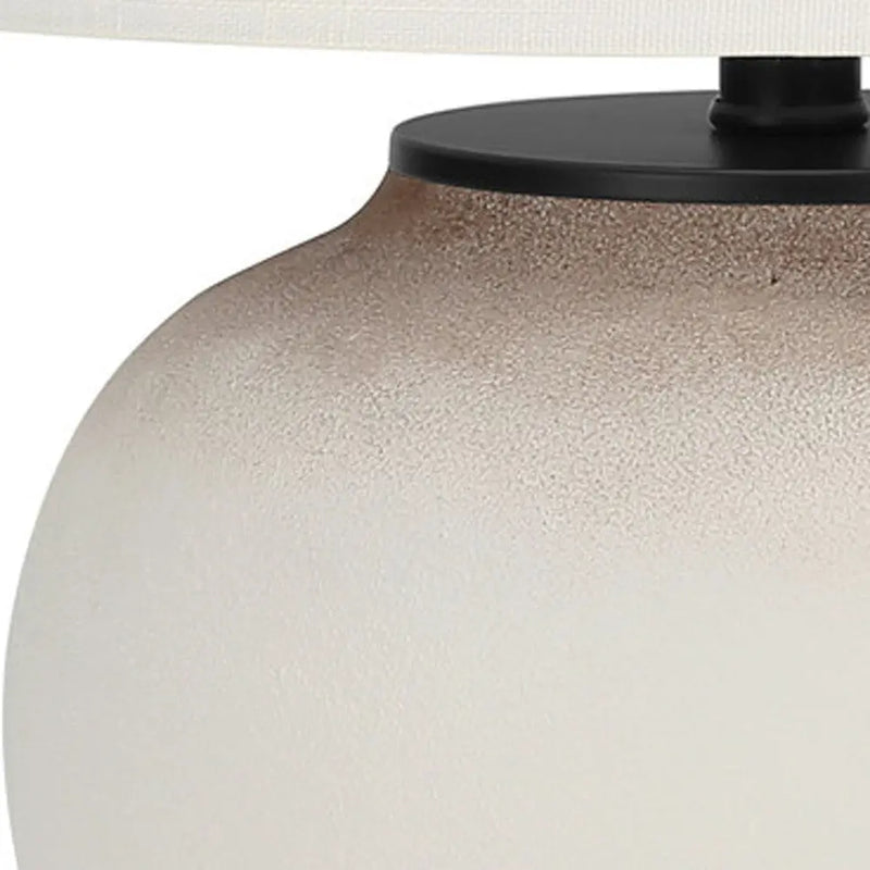 21" Cream Ceramic Round Table Lamp With Cream Drum Shade Homeroots Lighting