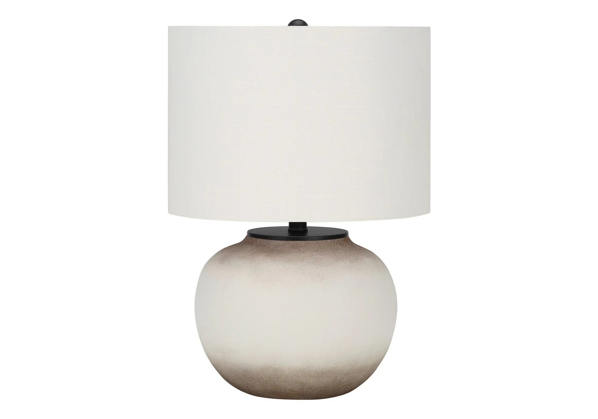 21" Cream Ceramic Round Table Lamp With Cream Drum Shade Homeroots Lighting