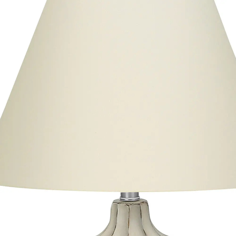 21" Cream Round Table Lamp With Cream Empire Shade Homeroots Lighting