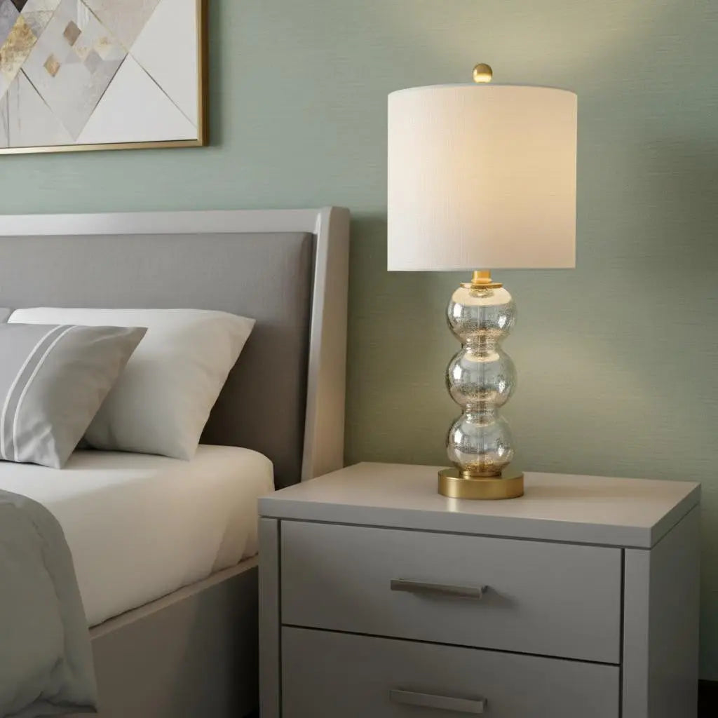 21" Gold Globe Table Lamp With Drum Shade Homeroots Lighting
