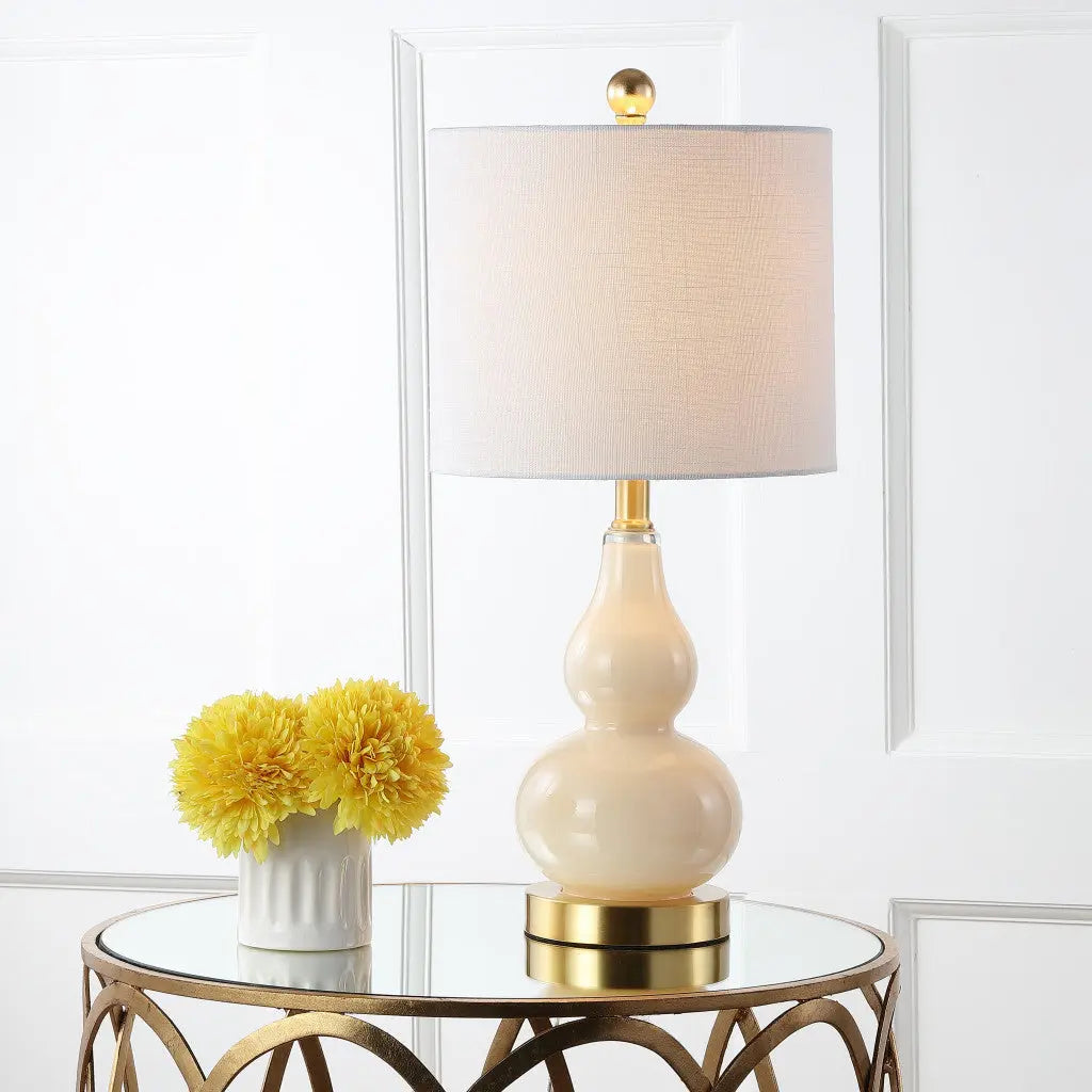 21" Gold Gourd Desk Lamp With Drum Shade Homeroots Lighting