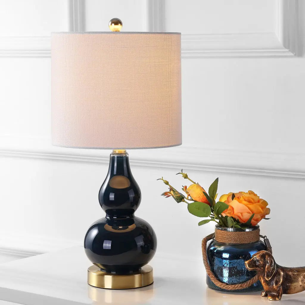 21" Gold Gourd Desk Lamp With Drum Shade Homeroots Lighting