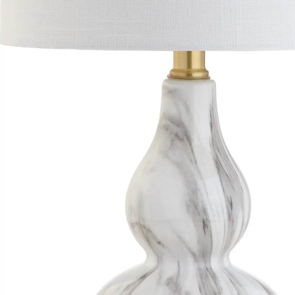 21" Gold Gourd Table Lamp With Drum Shade Homeroots Lighting