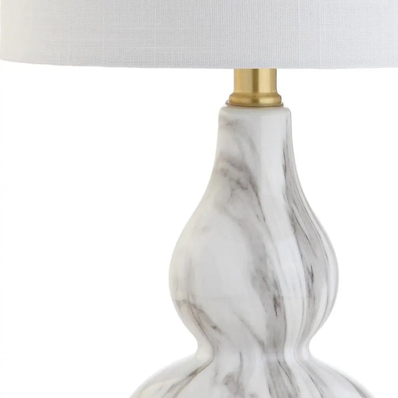 21" Gold Gourd Table Lamp With Drum Shade Homeroots Lighting