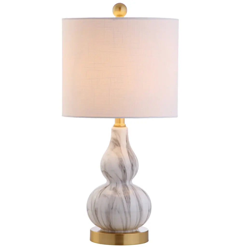 21" Gold Gourd Table Lamp With Drum Shade Homeroots Lighting