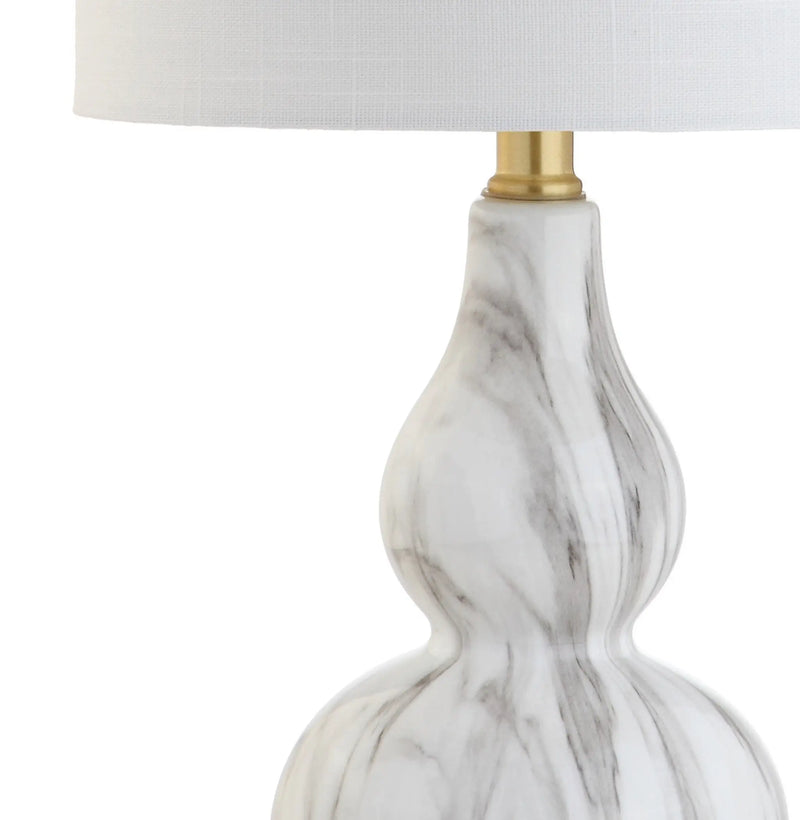 21" Gold Gourd Table Lamp With Drum Shade Homeroots Lighting