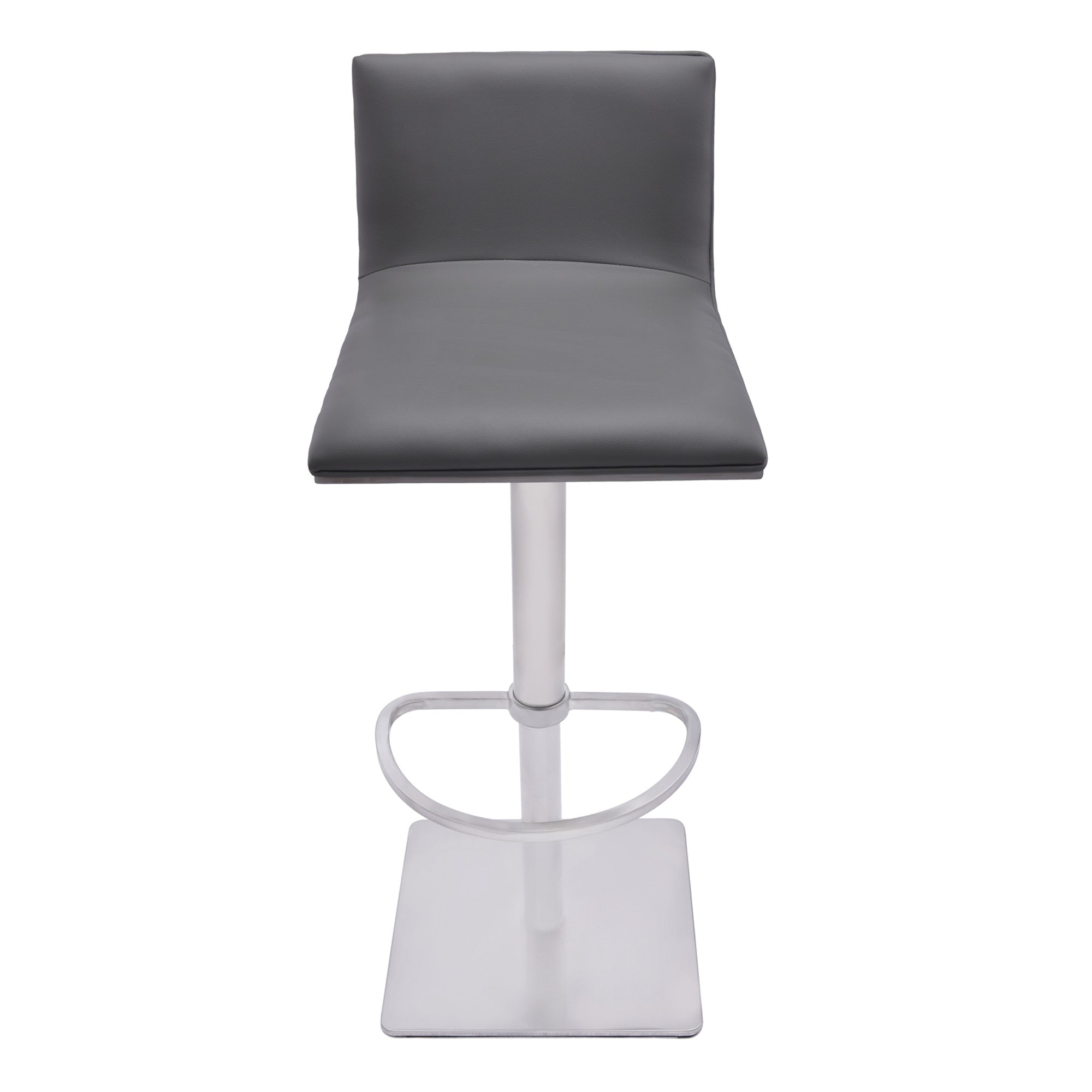 21" Gray And Silver Iron Swivel Backless Adjustable Height Bar Chair - GreatEagleInc