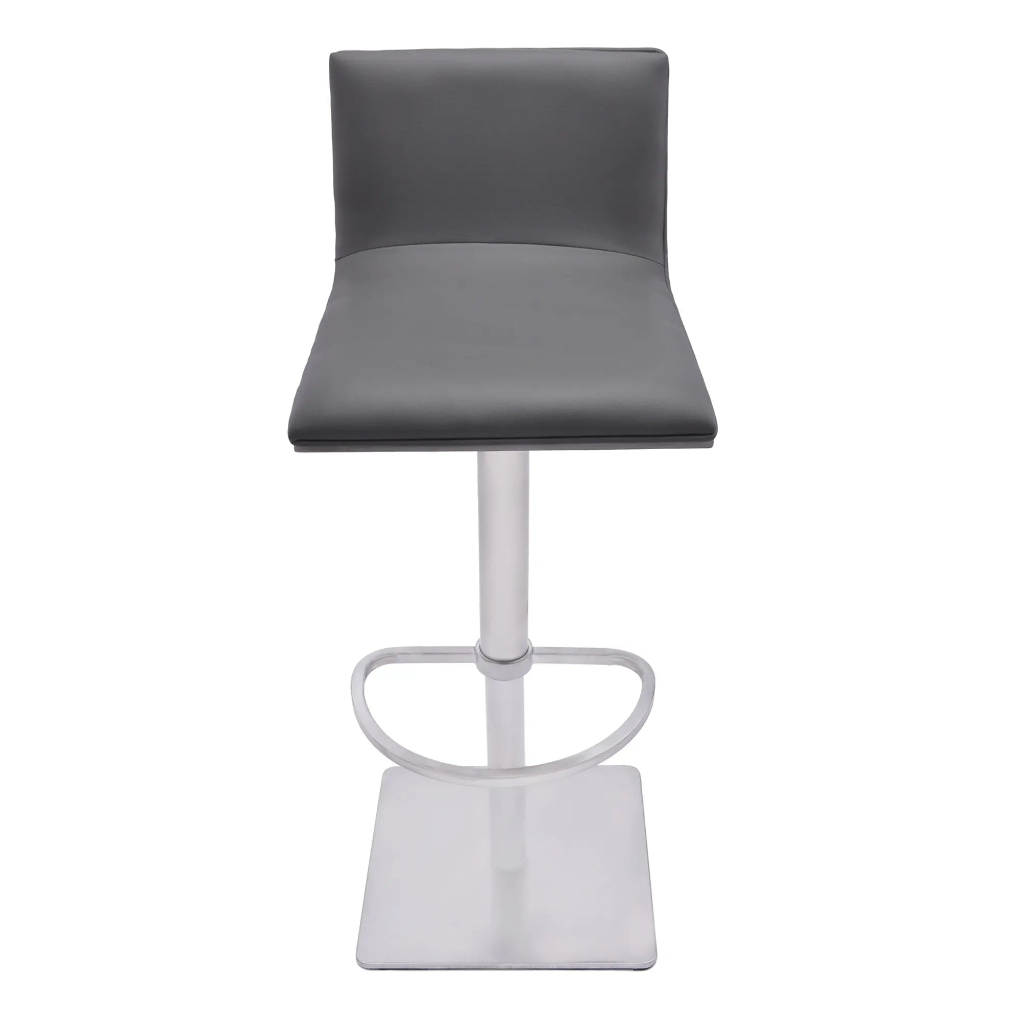 21" Gray And Silver Iron Swivel Backless Adjustable Height Bar Chair - GreatEagleInc