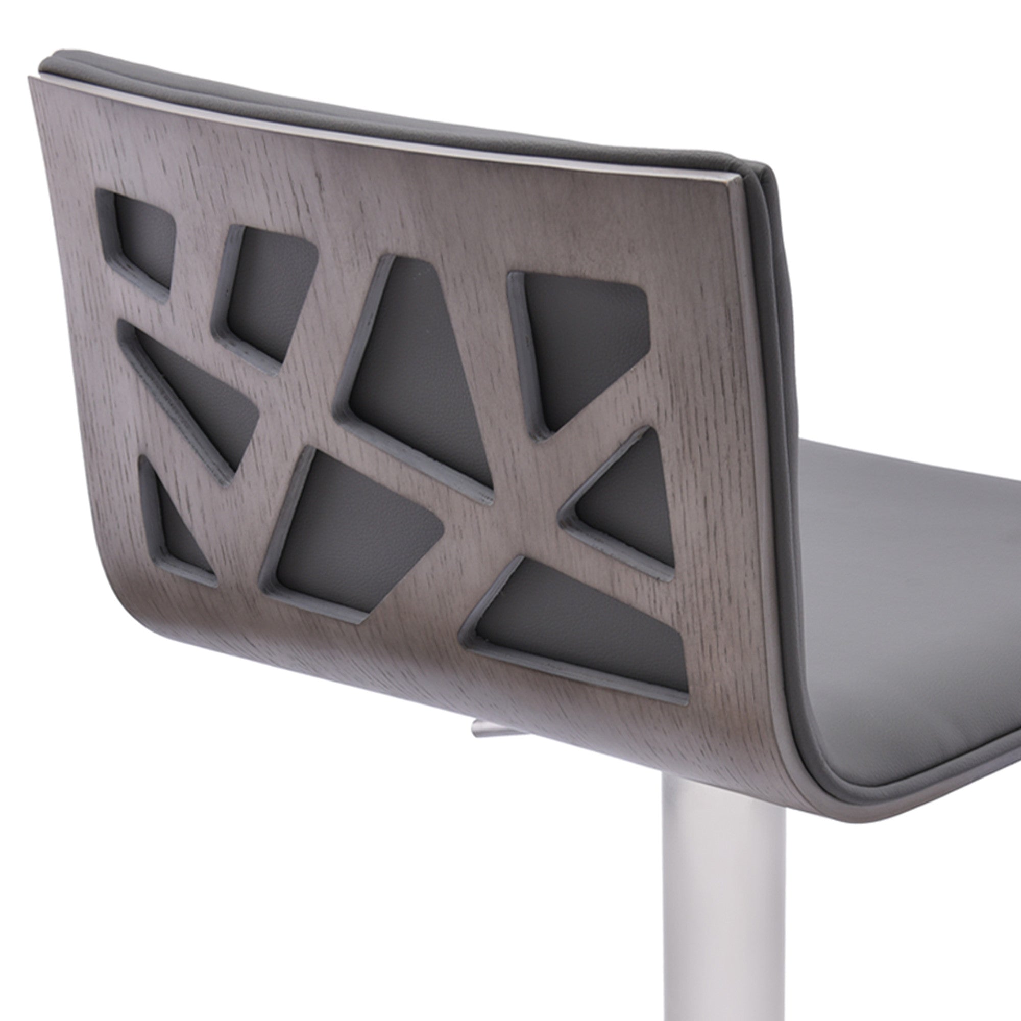 21" Gray And Silver Iron Swivel Backless Adjustable Height Bar Chair - GreatEagleInc