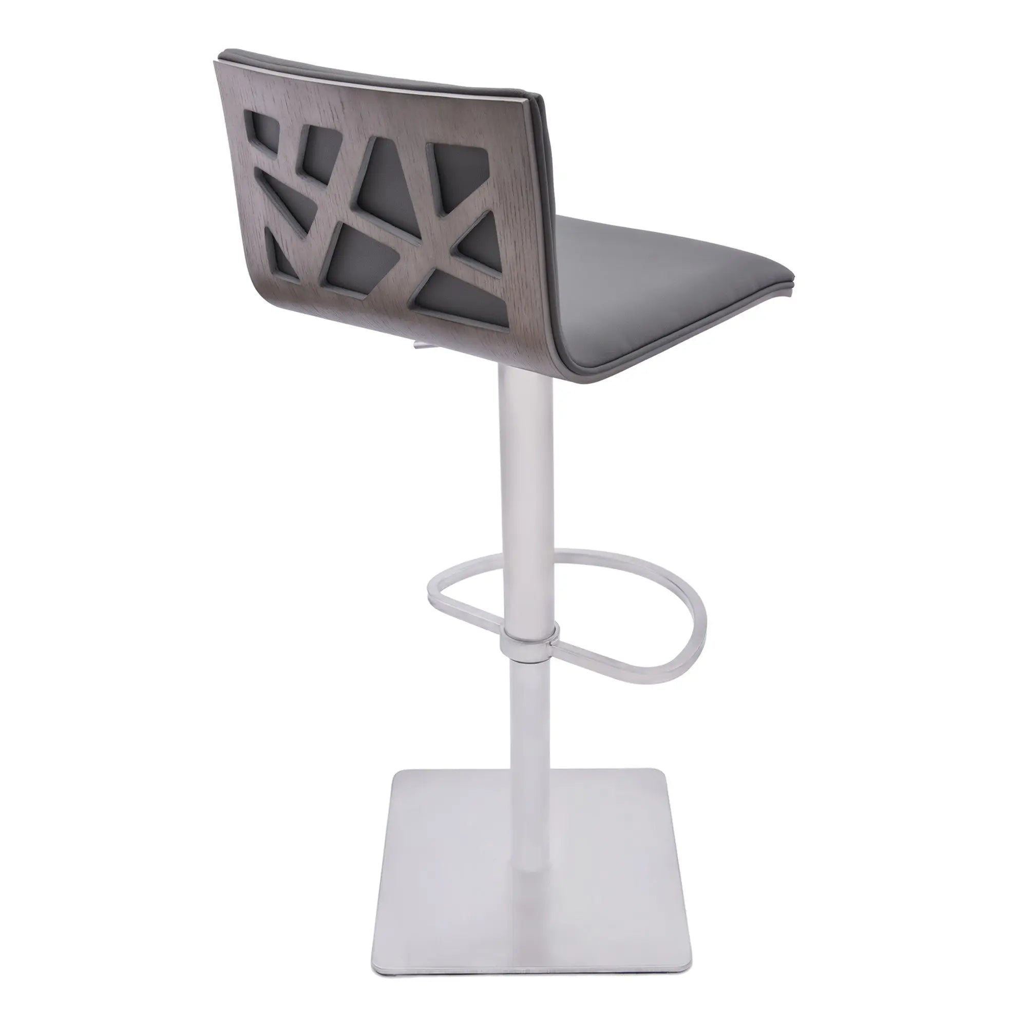 21" Gray And Silver Iron Swivel Backless Adjustable Height Bar Chair - GreatEagleInc