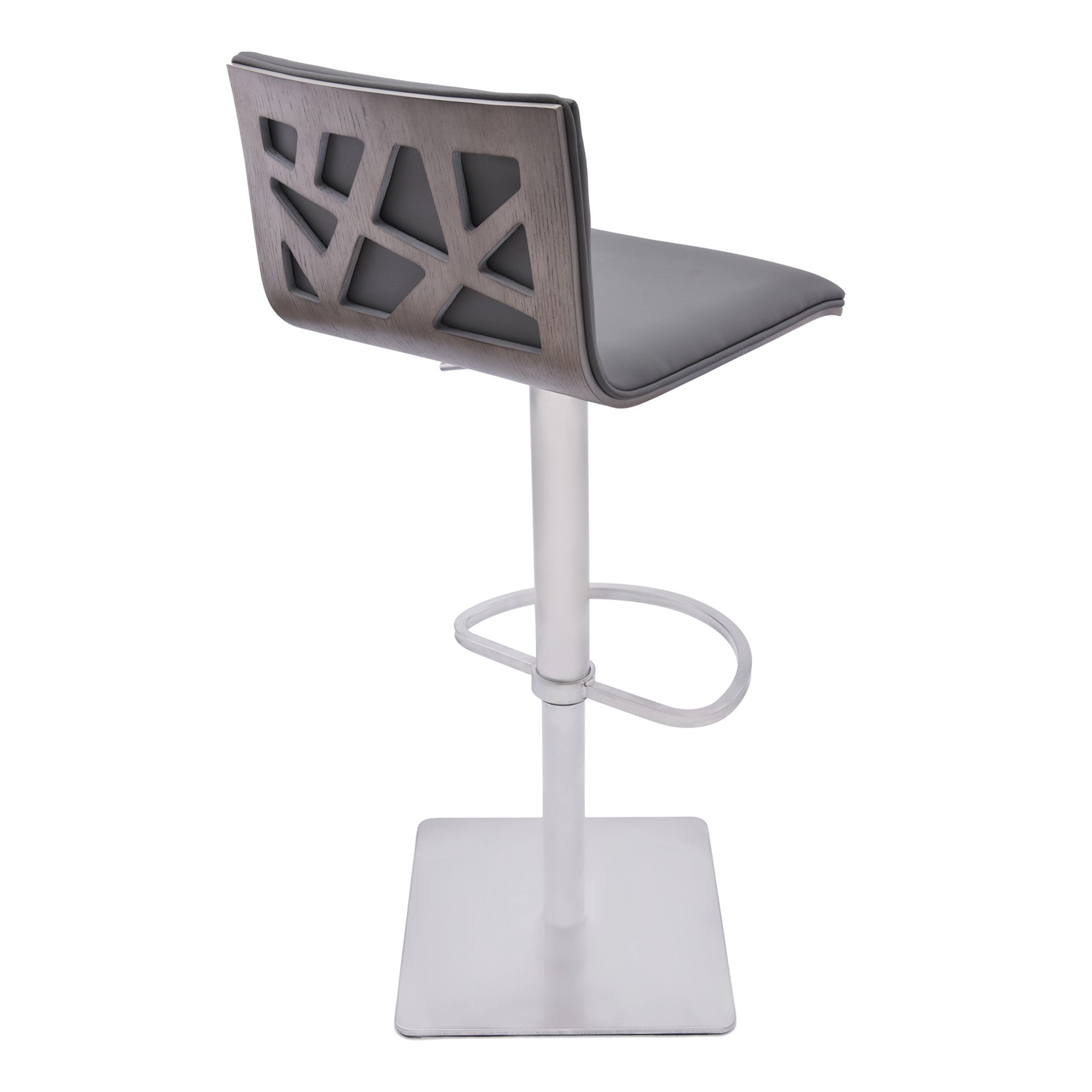 21" Gray And Silver Iron Swivel Backless Adjustable Height Bar Chair - GreatEagleInc