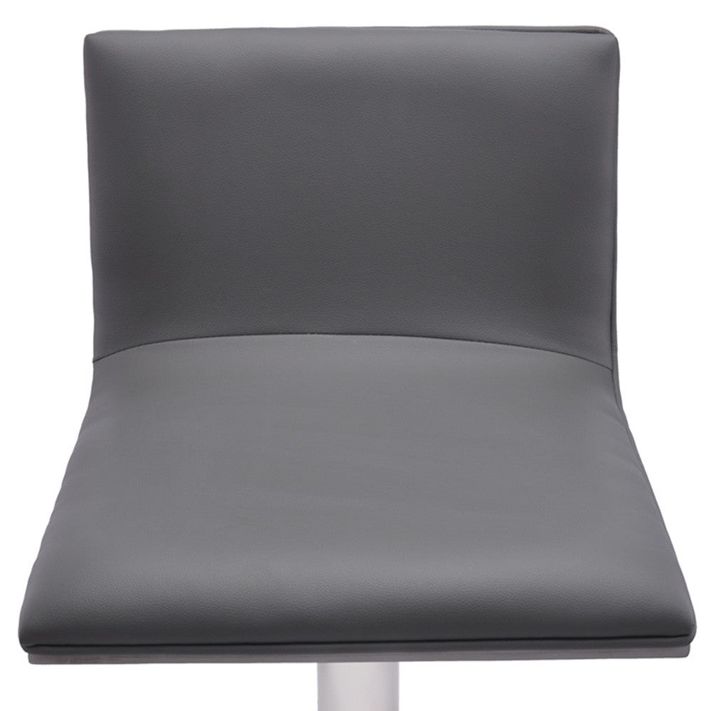 21" Gray And Silver Iron Swivel Backless Adjustable Height Bar Chair - GreatEagleInc