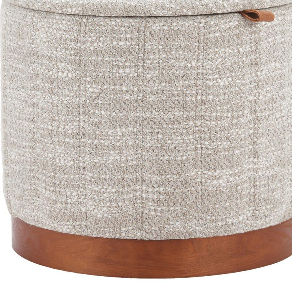 21" Gray and Brown Fabric Round Ottoman With Storage - GreatEagleInc