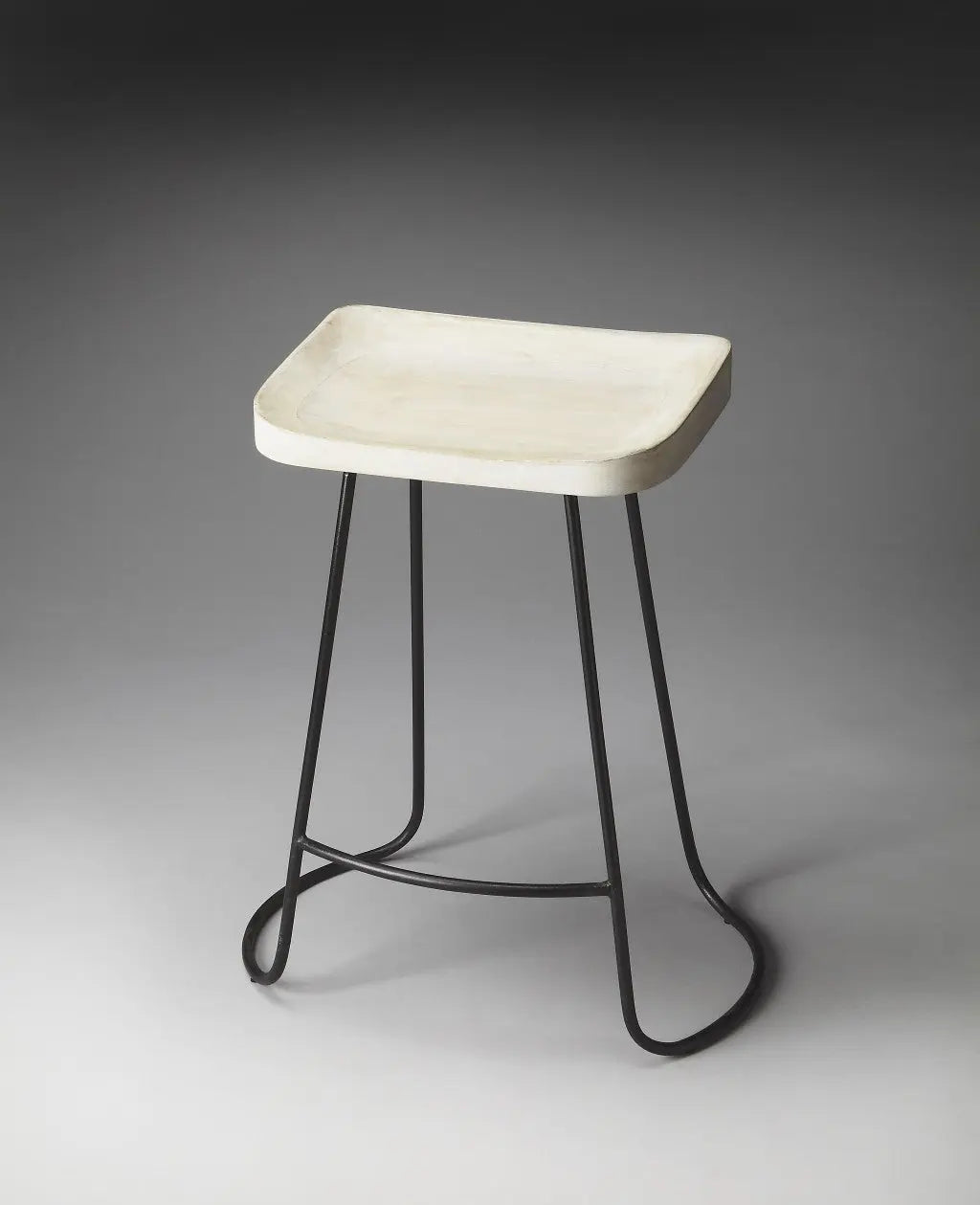 21" Off White and Black Manufactured Wood and Iron Backless Counter Height Bar Chair Homeroots Living Room