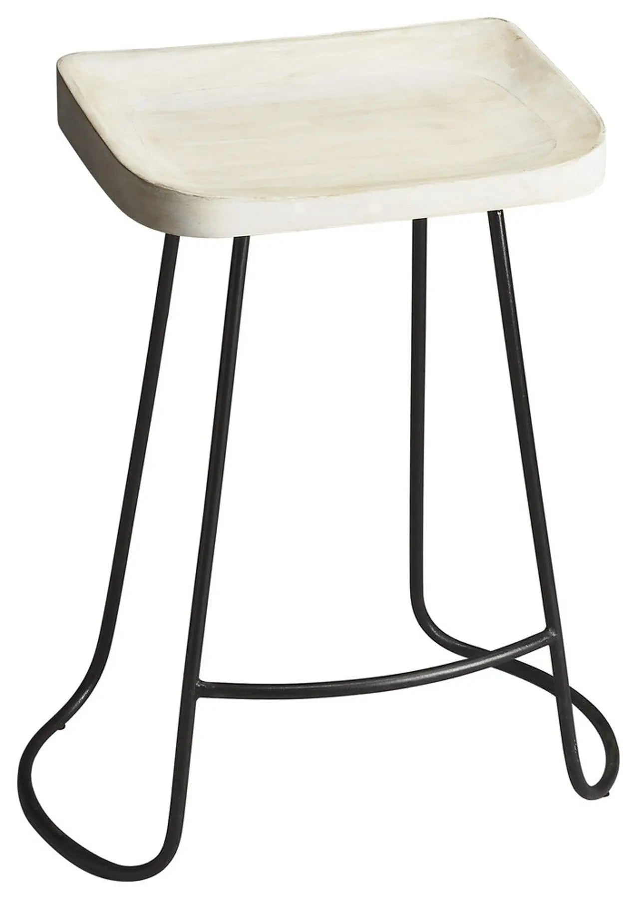 21" Off White and Black Manufactured Wood and Iron Backless Counter Height Bar Chair Homeroots Living Room