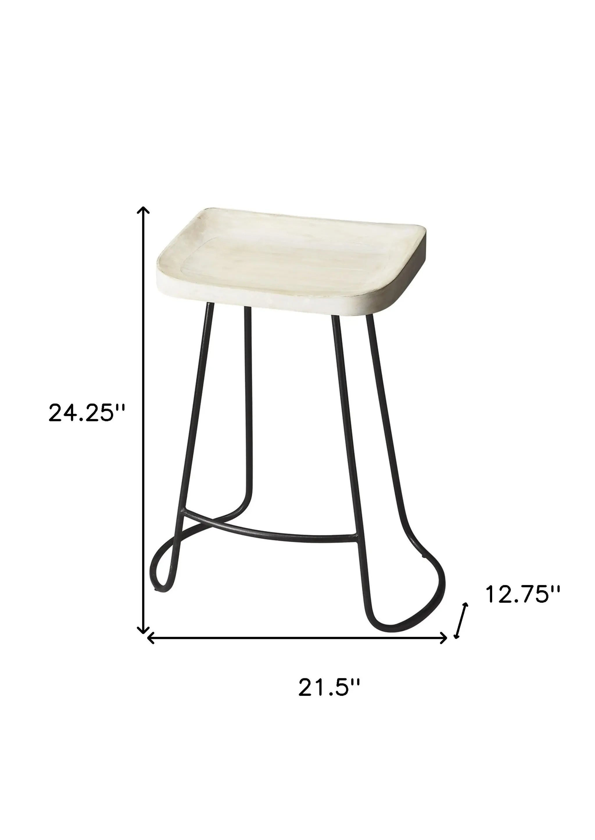 21" Off White and Black Manufactured Wood and Iron Backless Counter Height Bar Chair Homeroots Living Room