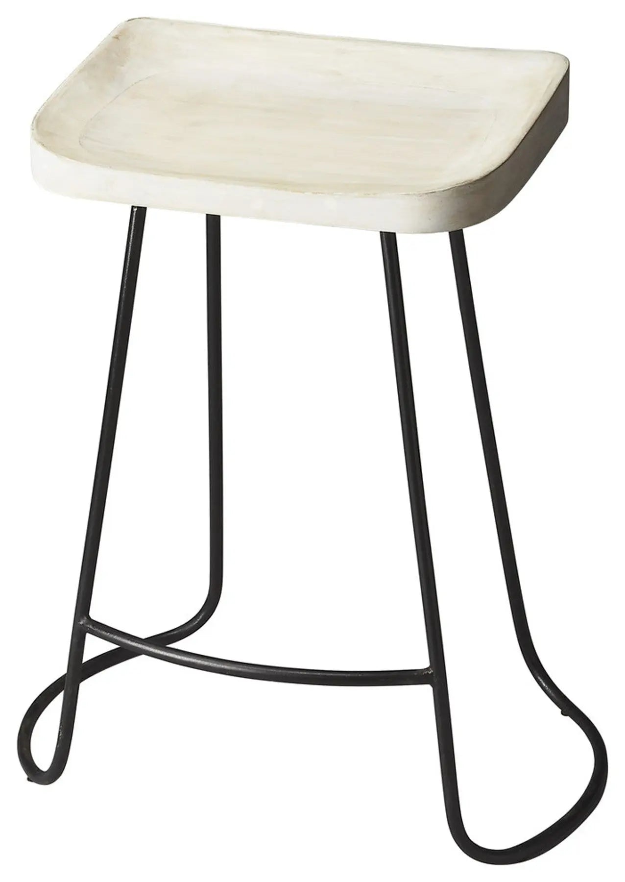 21" Off White and Black Manufactured Wood and Iron Backless Counter Height Bar Chair Homeroots Living Room