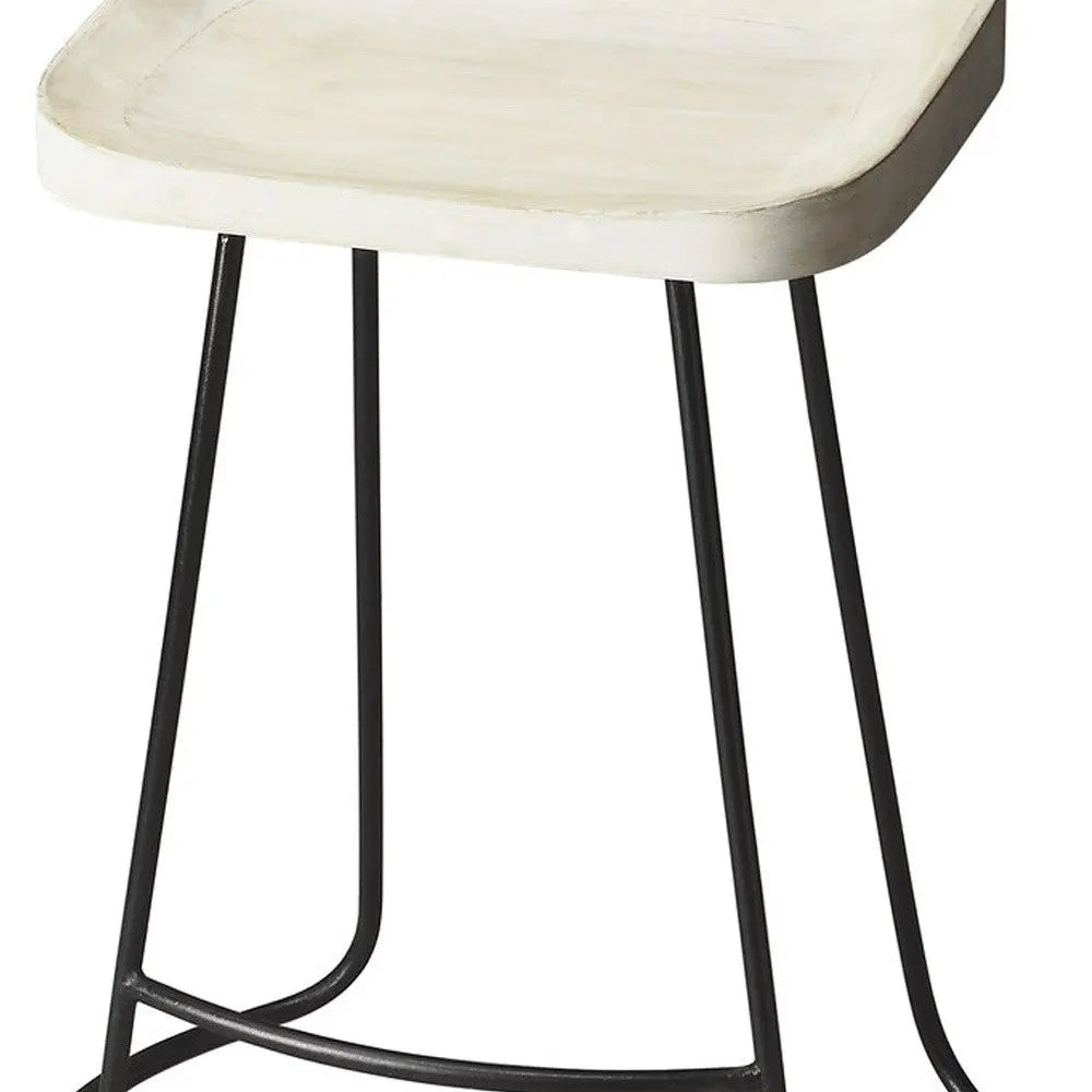 21" Off White and Black Manufactured Wood and Iron Backless Counter Height Bar Chair Homeroots Living Room