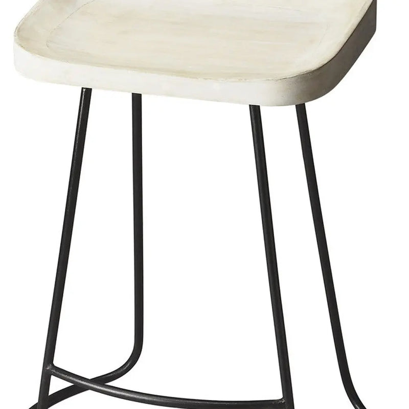 21" Off White and Black Manufactured Wood and Iron Backless Counter Height Bar Chair Homeroots Living Room