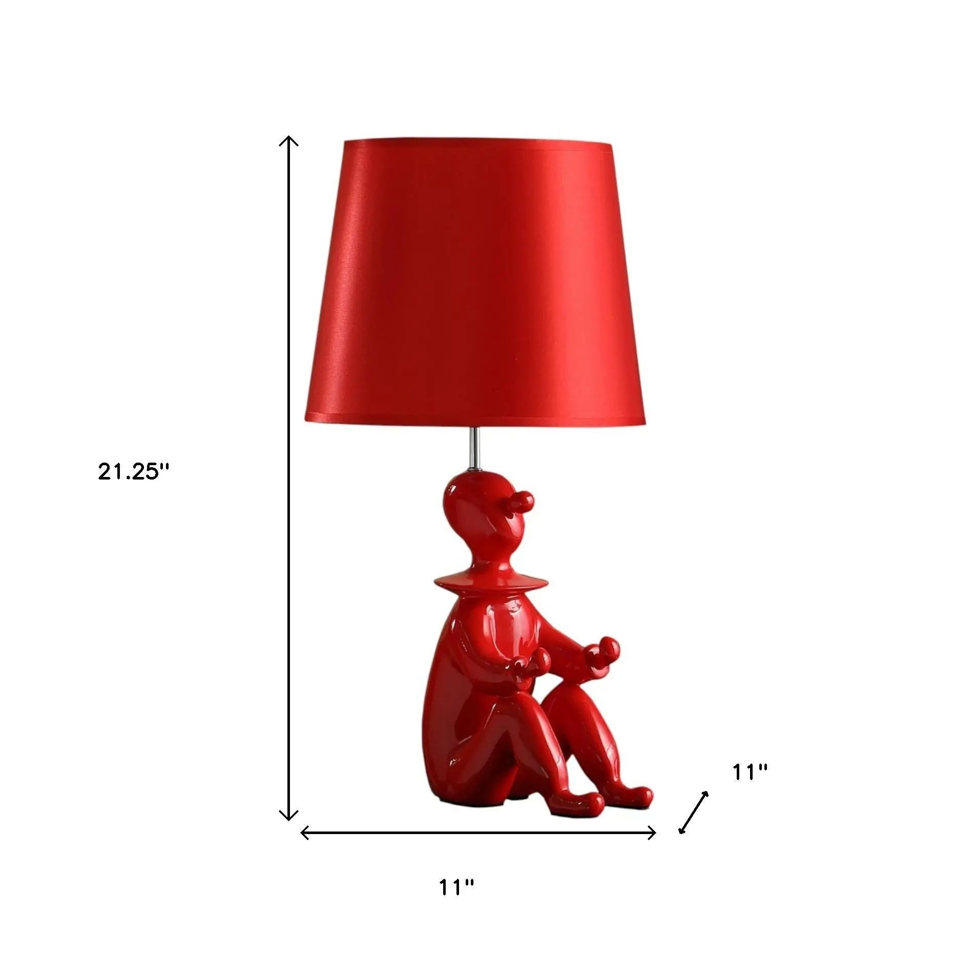 21" Red Bedside Table Lamp With Red Empire Shade Homeroots Lighting