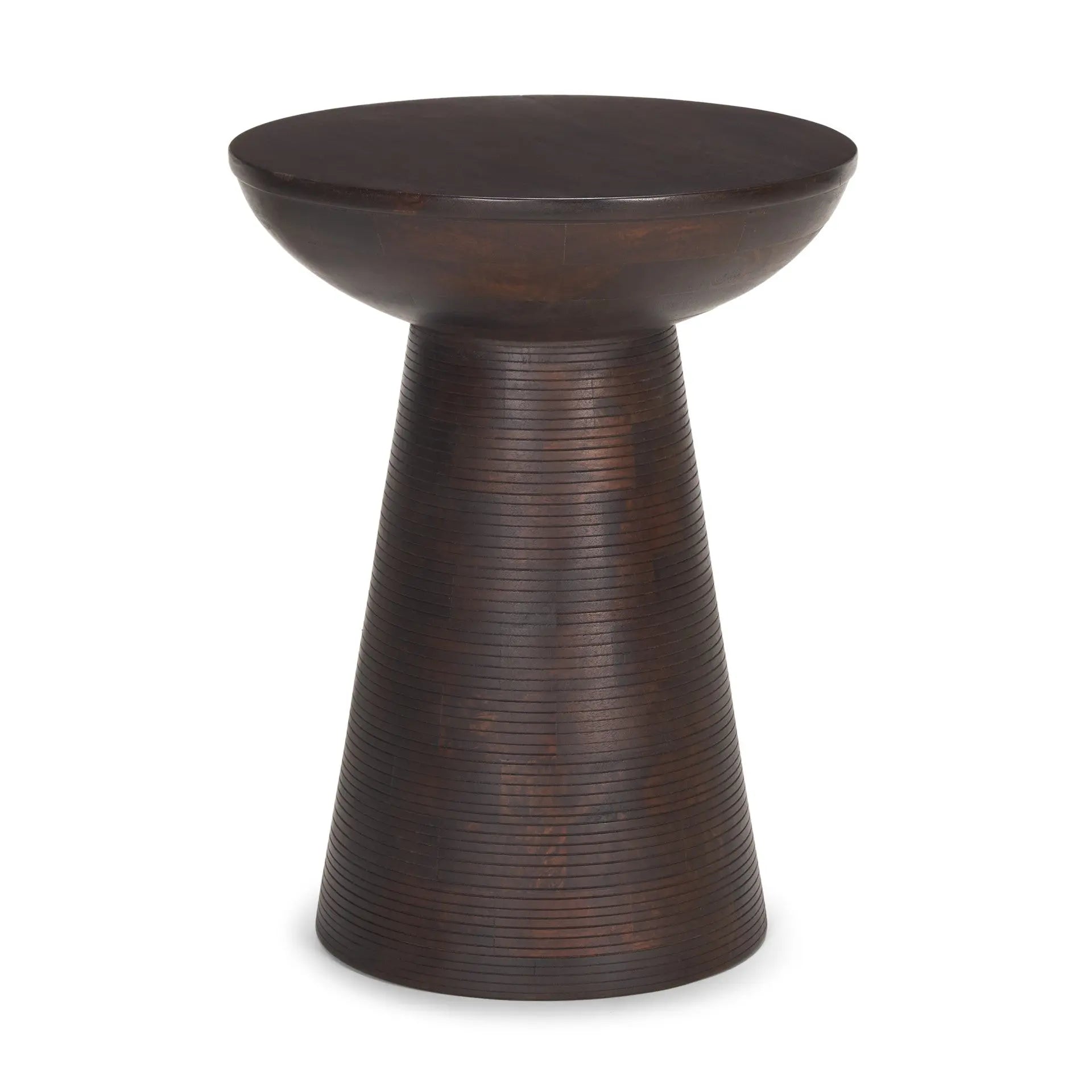 21" Redwood Solid Wood Round Pedestal End Table Homeroots Living Room