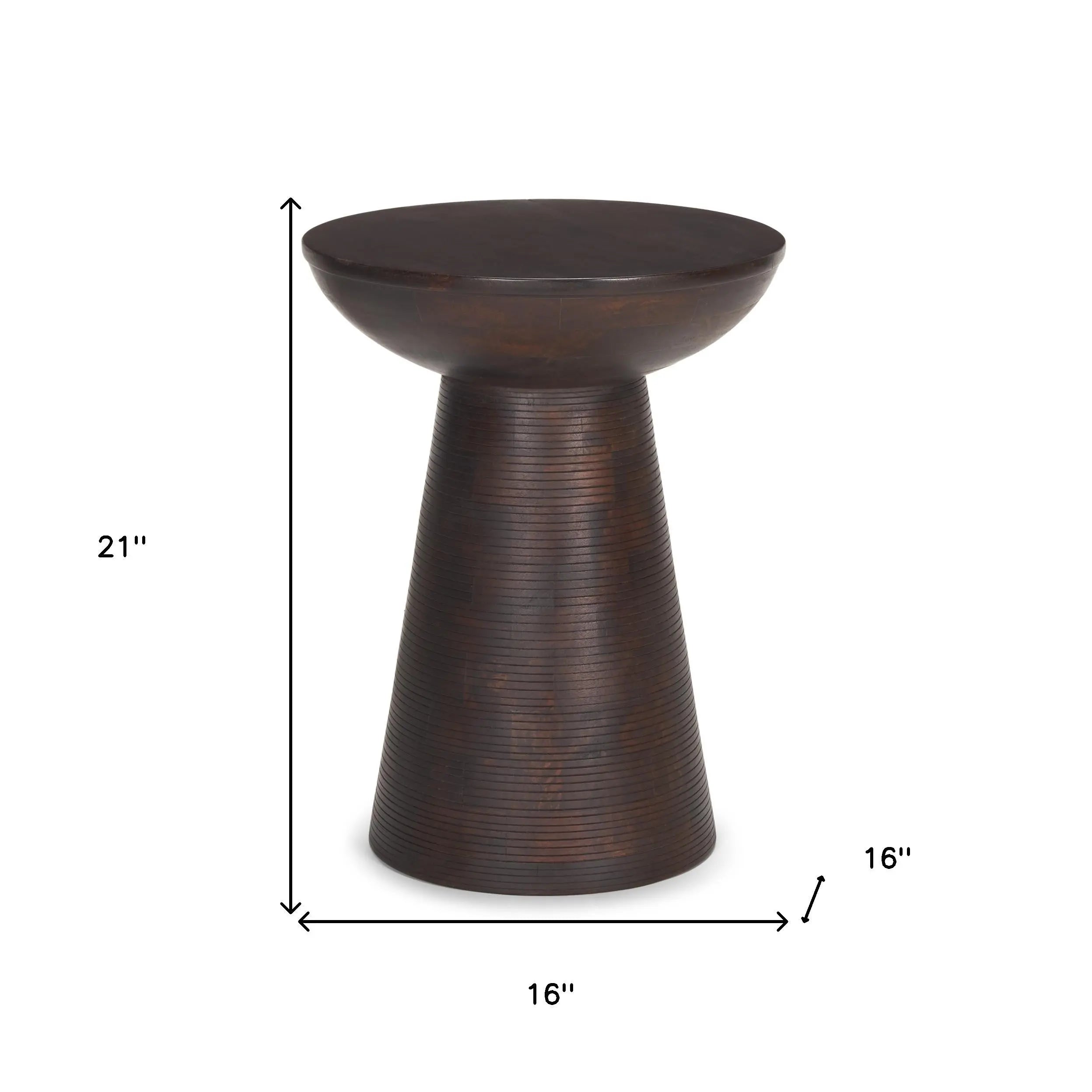 21" Redwood Solid Wood Round Pedestal End Table Homeroots Living Room