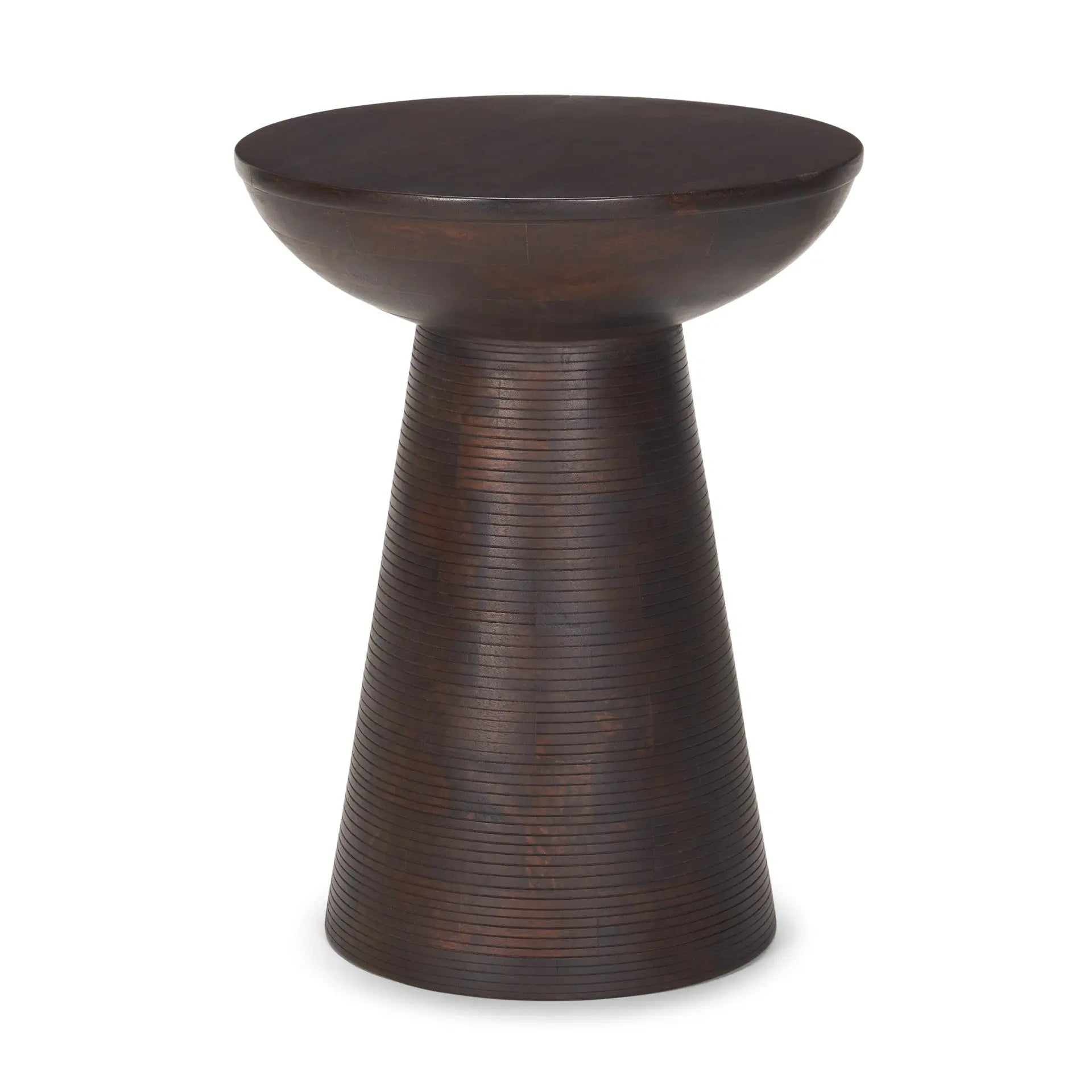 21" Redwood Solid Wood Round Pedestal End Table Homeroots Living Room