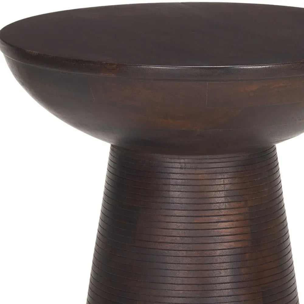 21" Redwood Solid Wood Round Pedestal End Table Homeroots Living Room