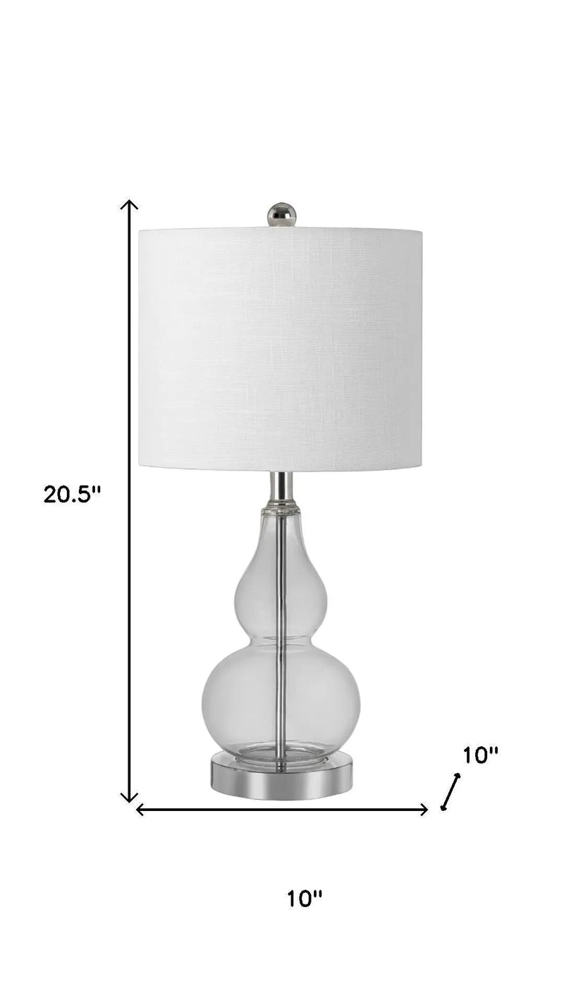 21" Silver Gourd Bedside Lamp With Drum Shade Homeroots Lighting