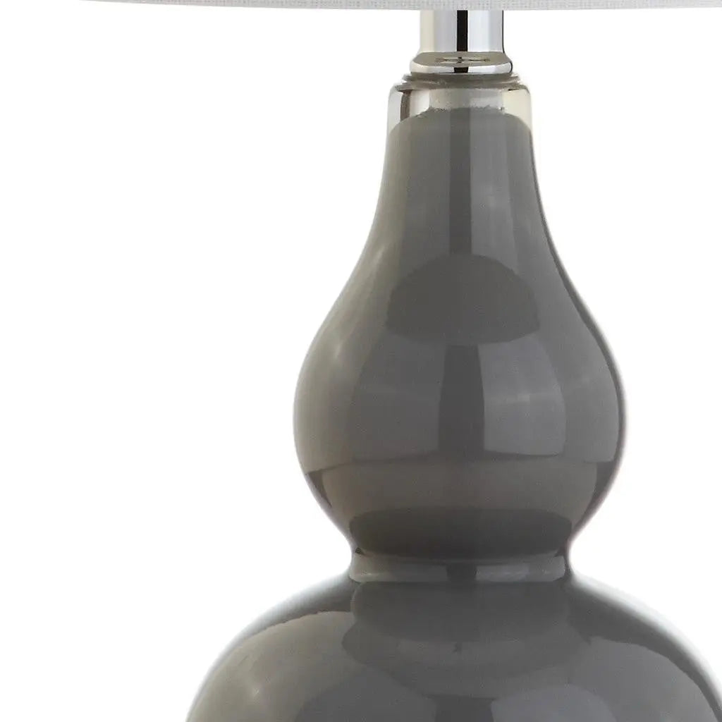 21" Silver Gourd Table Lamp With Drum Shade Homeroots Lighting