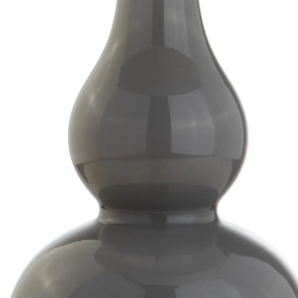 21" Silver Gourd Table Lamp With Drum Shade Homeroots Lighting