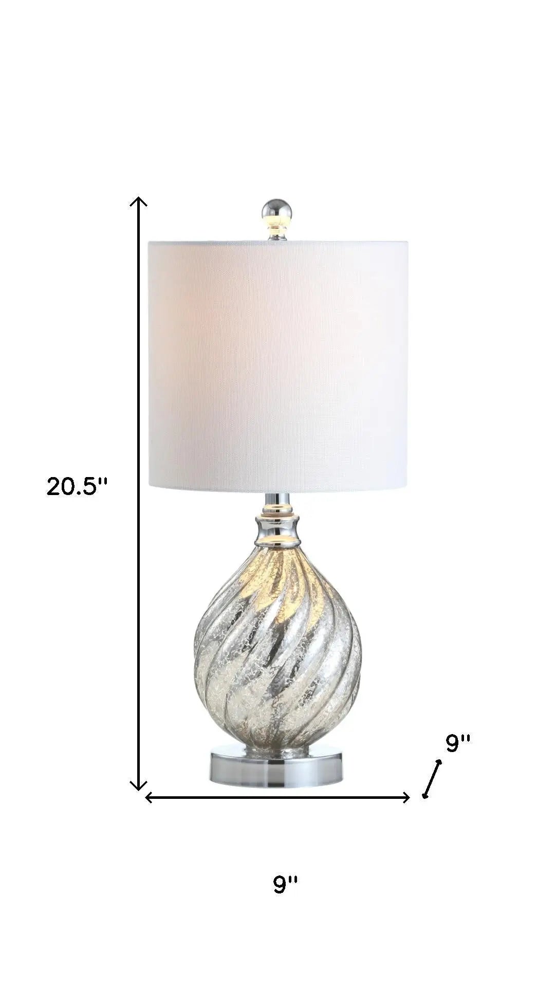 21" Silver Novelty Table Lamp With Globe Shade Homeroots Lighting