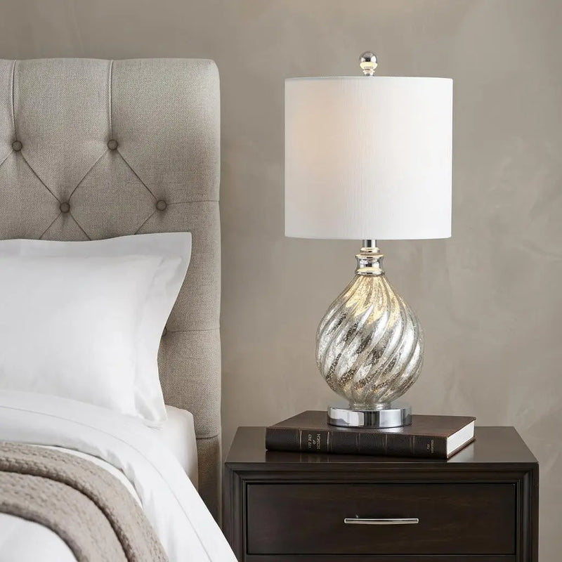 21" Silver Novelty Table Lamp With Globe Shade Homeroots Lighting